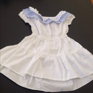 Ginger snap white dress with blue trim